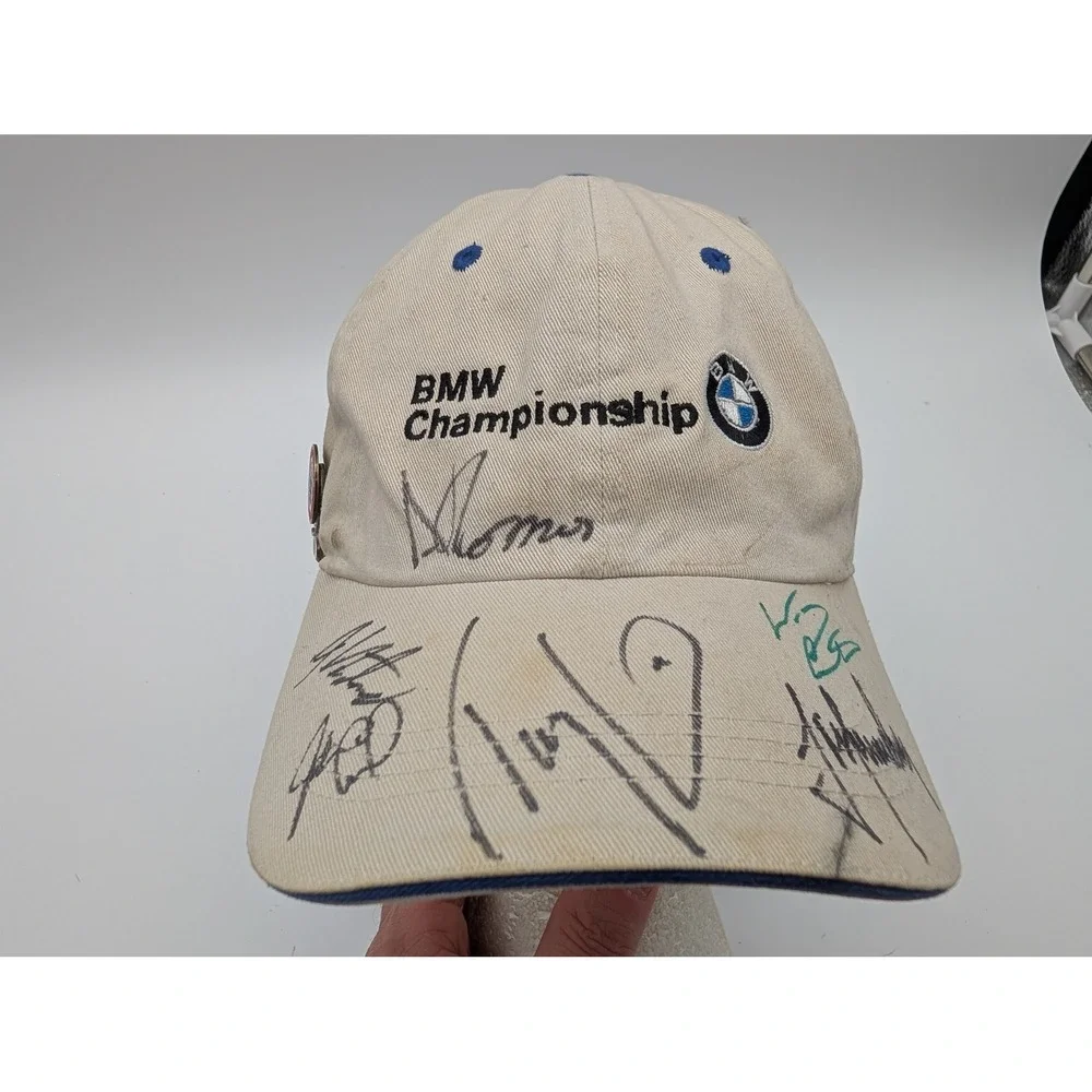 Ahead Vintage BMW Championship Golf Hat Tan Signed Autographed Adjustable Cap